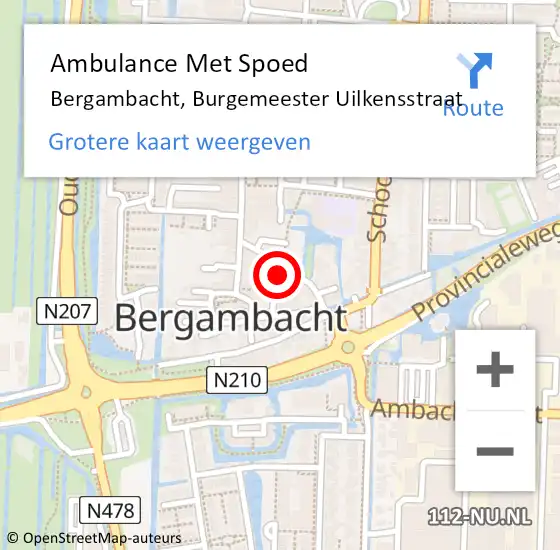 Locatie op kaart van de 112 melding: Ambulance Met Spoed Naar Bergambacht, Burgemeester Uilkensstraat op 28 september 2013 11:33