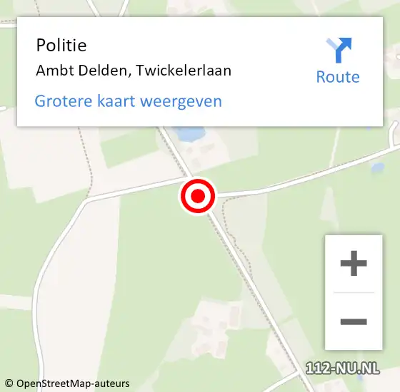 Locatie op kaart van de 112 melding: Politie Ambt Delden, Twickelerlaan op 22 augustus 2019 21:03