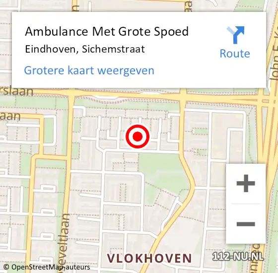 Locatie op kaart van de 112 melding: Ambulance Met Grote Spoed Naar Eindhoven, Sichemstraat op 22 augustus 2019 21:28