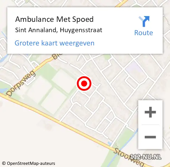 Locatie op kaart van de 112 melding: Ambulance Met Spoed Naar Sint Annaland, Huygensstraat op 22 augustus 2019 21:51