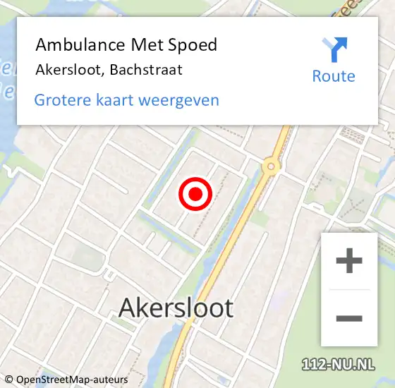Locatie op kaart van de 112 melding: Ambulance Met Spoed Naar Akersloot, Bachstraat op 22 augustus 2019 22:02