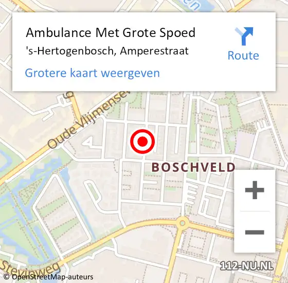 Locatie op kaart van de 112 melding: Ambulance Met Grote Spoed Naar 's-Hertogenbosch, Amperestraat op 22 augustus 2019 23:12