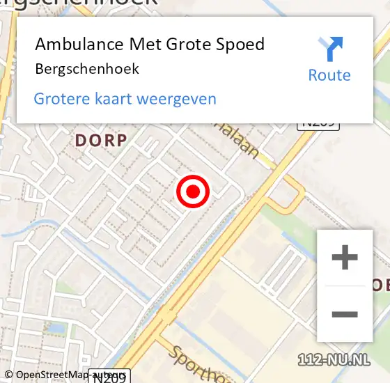 Locatie op kaart van de 112 melding: Ambulance Met Grote Spoed Naar Bergschenhoek op 22 augustus 2019 23:24
