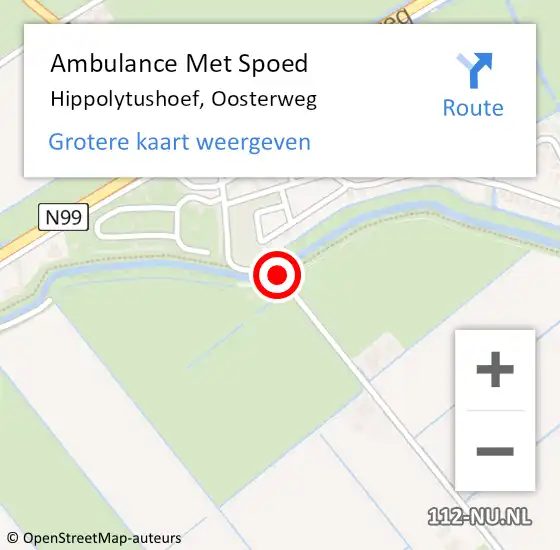 Locatie op kaart van de 112 melding: Ambulance Met Spoed Naar Hippolytushoef, Oosterweg op 23 augustus 2019 00:55