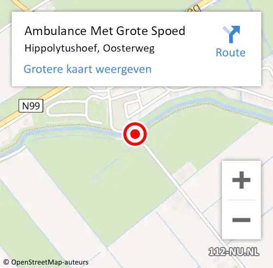 Locatie op kaart van de 112 melding: Ambulance Met Grote Spoed Naar Hippolytushoef, Oosterweg op 23 augustus 2019 01:03