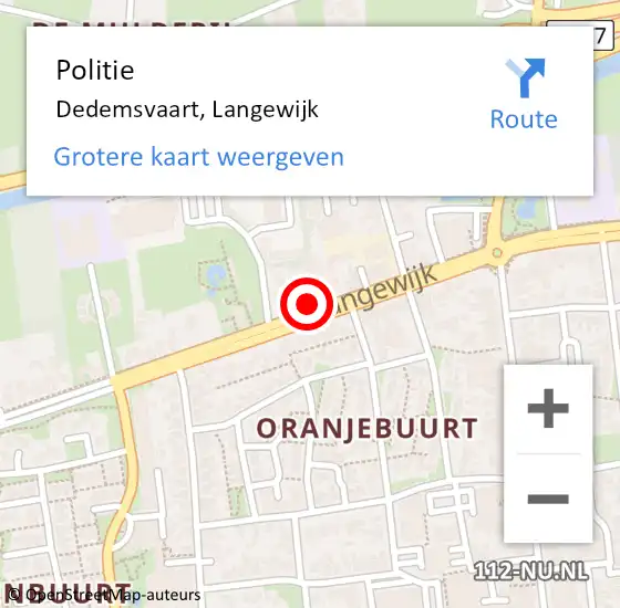 Locatie op kaart van de 112 melding: Politie Dedemsvaart, Langewijk op 23 augustus 2019 01:13