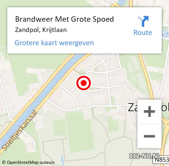 Locatie op kaart van de 112 melding: Brandweer Met Grote Spoed Naar Zandpol, Krijtlaan op 11 april 2014 12:32