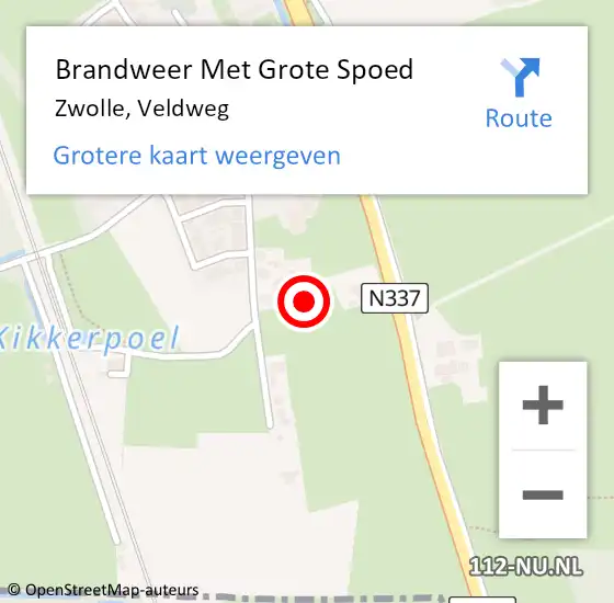 Locatie op kaart van de 112 melding: Brandweer Met Grote Spoed Naar Zwolle, Veldweg op 11 april 2014 12:37