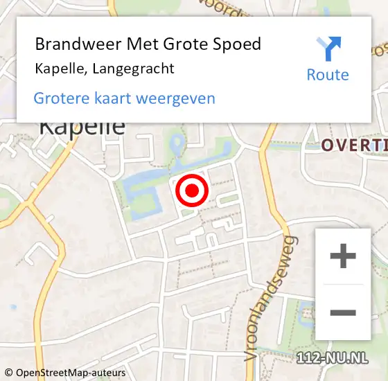 Locatie op kaart van de 112 melding: Brandweer Met Grote Spoed Naar Kapelle, Langegracht op 23 augustus 2019 07:53