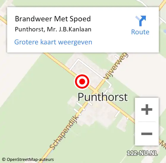 Locatie op kaart van de 112 melding: Brandweer Met Spoed Naar Punthorst, Mr. J.B.Kanlaan op 23 augustus 2019 08:55
