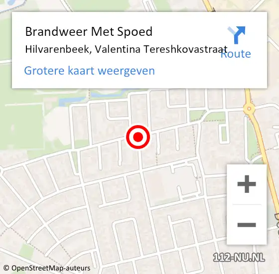 Locatie op kaart van de 112 melding: Brandweer Met Spoed Naar Hilvarenbeek, Valentina Tereshkovastraat op 23 augustus 2019 09:07