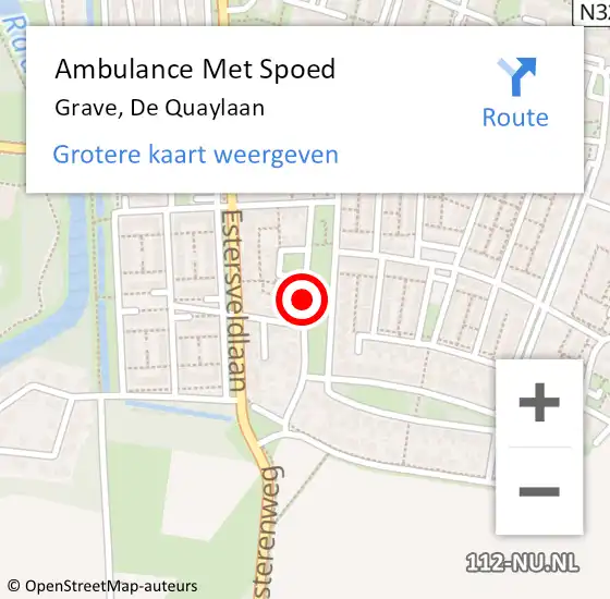 Locatie op kaart van de 112 melding: Ambulance Met Spoed Naar Grave, De Quaylaan op 23 augustus 2019 09:08