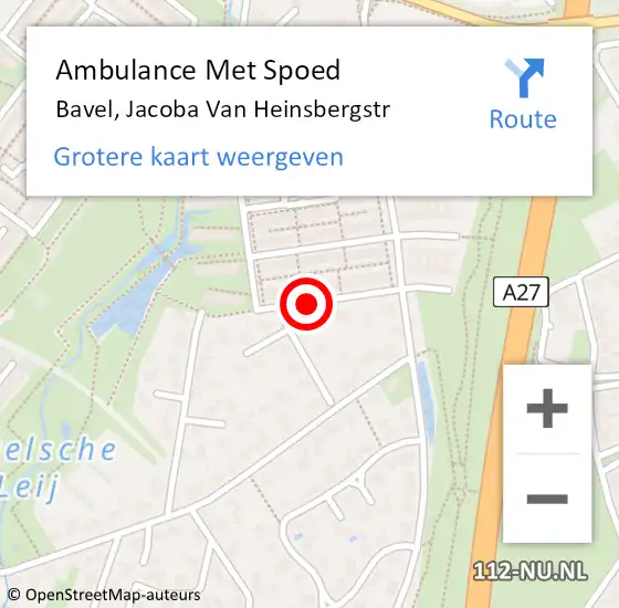 Locatie op kaart van de 112 melding: Ambulance Met Spoed Naar Bavel, Jacoba Van Heinsbergstr op 23 augustus 2019 10:01