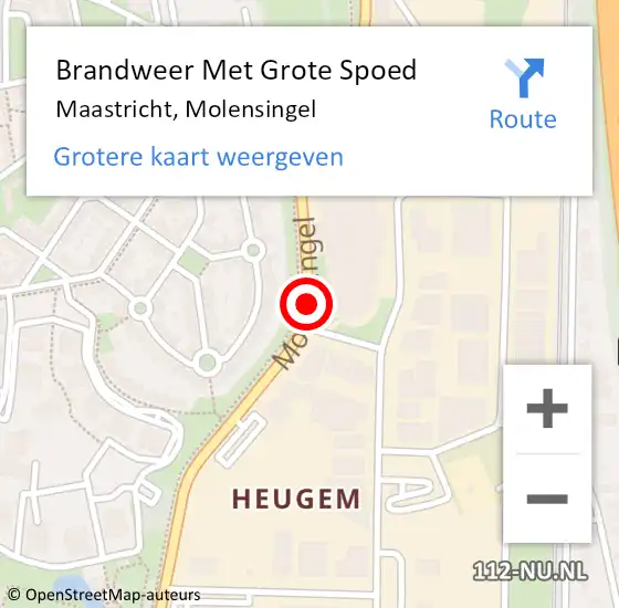 Locatie op kaart van de 112 melding: Brandweer Met Grote Spoed Naar Maastricht, Molensingel op 23 augustus 2019 10:07