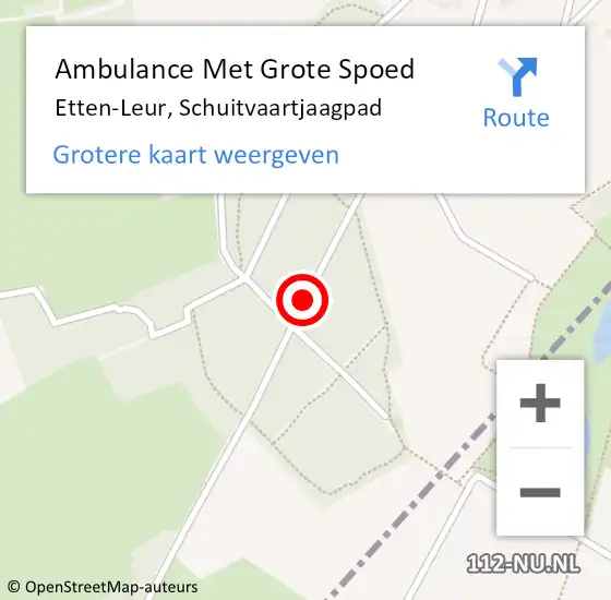 Locatie op kaart van de 112 melding: Ambulance Met Grote Spoed Naar Etten-Leur, Schuitvaartjaagpad op 23 augustus 2019 10:07