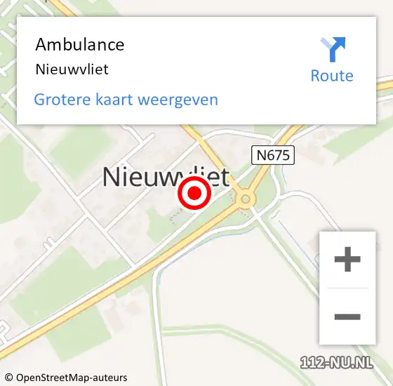 Locatie op kaart van de 112 melding: Ambulance Nieuwvliet op 23 augustus 2019 10:08