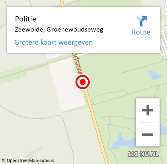 Locatie op kaart van de 112 melding: Politie Zeewolde, Groenewoudseweg op 23 augustus 2019 10:15