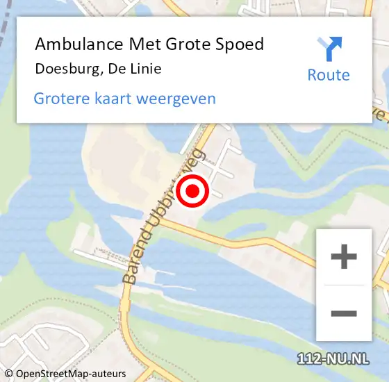 Locatie op kaart van de 112 melding: Ambulance Met Grote Spoed Naar Doesburg, De Linie op 23 augustus 2019 10:29