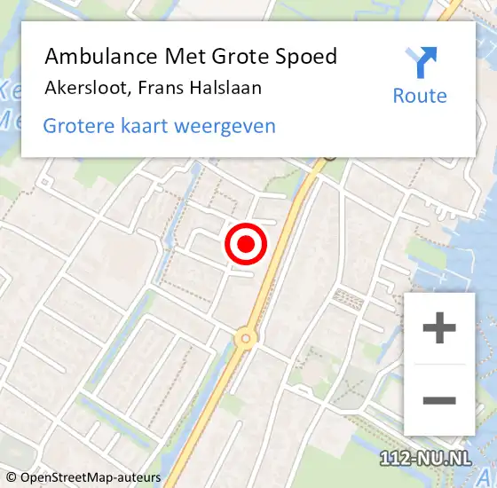 Locatie op kaart van de 112 melding: Ambulance Met Grote Spoed Naar Akersloot, Frans Halslaan op 23 augustus 2019 10:36