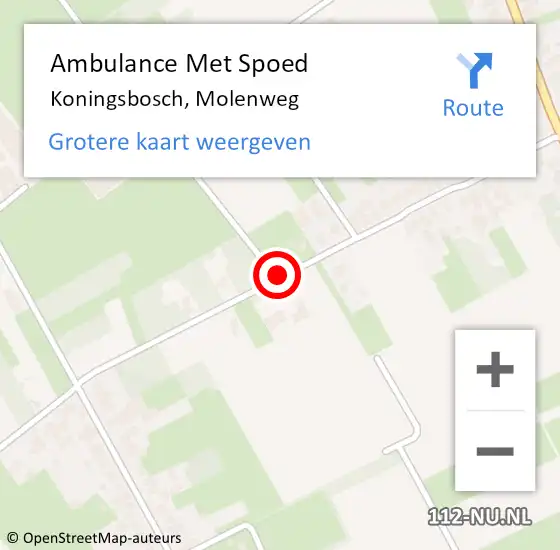 Locatie op kaart van de 112 melding: Ambulance Met Spoed Naar Koningsbosch, Molenweg op 23 augustus 2019 11:36