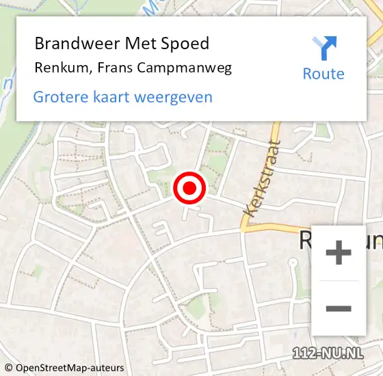 Locatie op kaart van de 112 melding: Brandweer Met Spoed Naar Renkum, Frans Campmanweg op 23 augustus 2019 11:52