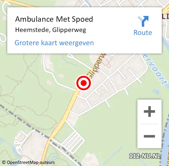 Locatie op kaart van de 112 melding: Ambulance Met Spoed Naar Heemstede, Glipperweg op 23 augustus 2019 12:08