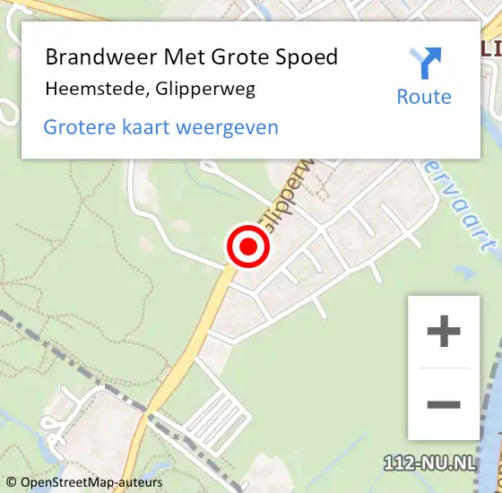 Locatie op kaart van de 112 melding: Brandweer Met Grote Spoed Naar Heemstede, Glipperweg op 23 augustus 2019 12:10