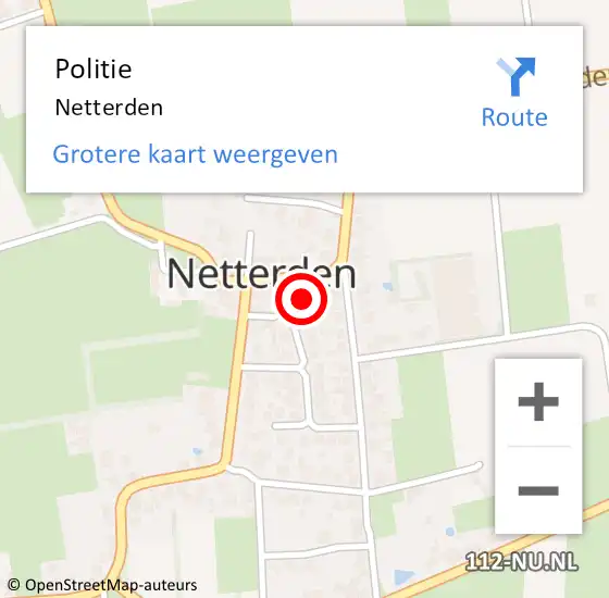 Locatie op kaart van de 112 melding: Politie Netterden op 23 augustus 2019 12:47