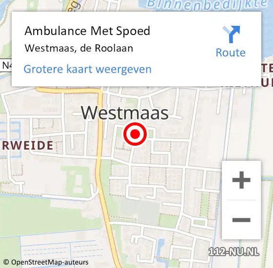 Locatie op kaart van de 112 melding: Ambulance Met Spoed Naar Westmaas, de Roolaan op 23 augustus 2019 13:24