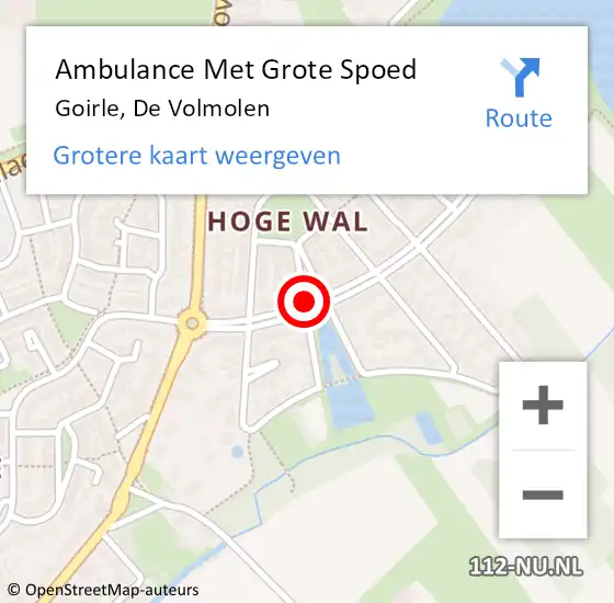 Locatie op kaart van de 112 melding: Ambulance Met Grote Spoed Naar Goirle, De Volmolen op 23 augustus 2019 14:06