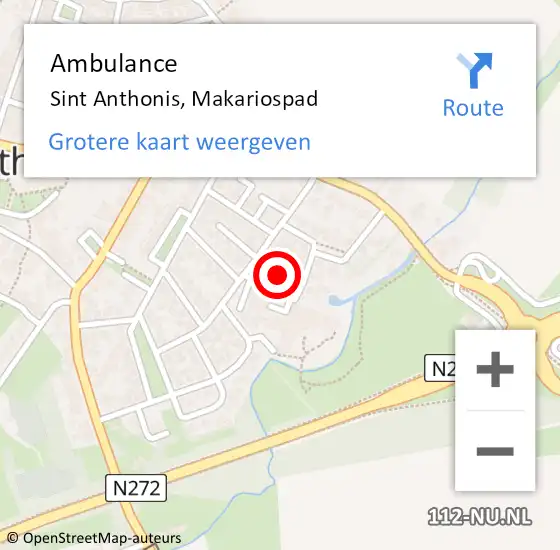 Locatie op kaart van de 112 melding: Ambulance Sint Anthonis, Makariospad op 23 augustus 2019 14:07