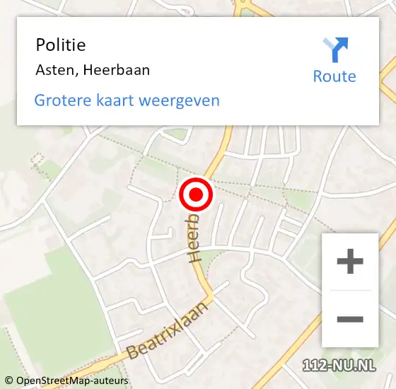 Locatie op kaart van de 112 melding: Politie Asten, Heerbaan op 23 augustus 2019 14:55