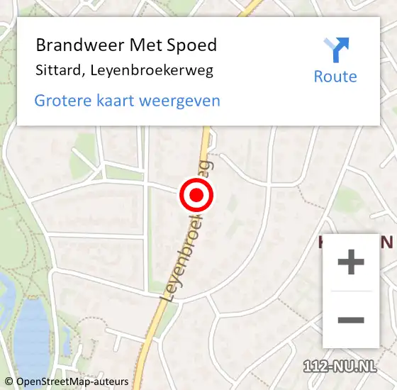 Locatie op kaart van de 112 melding: Brandweer Met Spoed Naar Sittard, Leyenbroekerweg op 23 augustus 2019 15:00