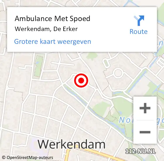 Locatie op kaart van de 112 melding: Ambulance Met Spoed Naar Werkendam, De Erker op 23 augustus 2019 15:03