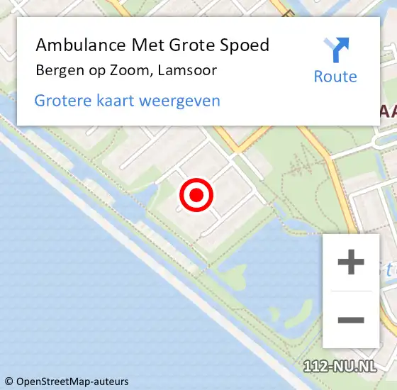 Locatie op kaart van de 112 melding: Ambulance Met Grote Spoed Naar Bergen op Zoom, Lamsoor op 23 augustus 2019 15:20