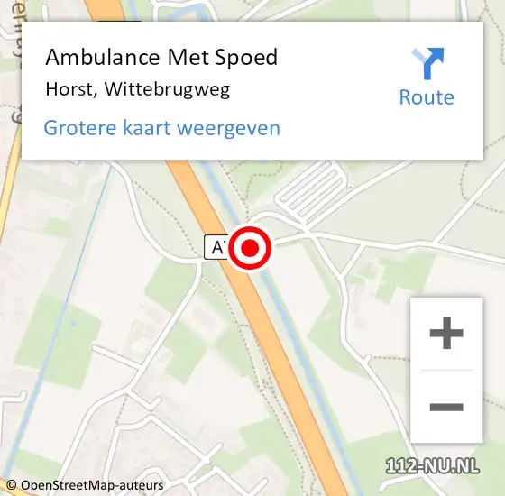 Locatie op kaart van de 112 melding: Ambulance Met Spoed Naar Horst, Wittebrugweg op 23 augustus 2019 16:07