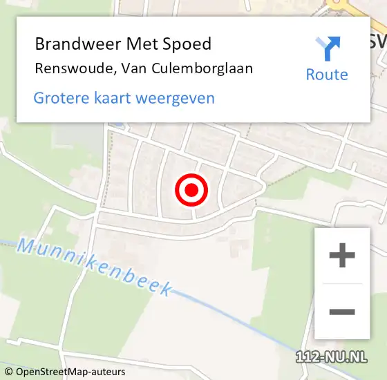 Locatie op kaart van de 112 melding: Brandweer Met Spoed Naar Renswoude, Van Culemborglaan op 23 augustus 2019 16:40