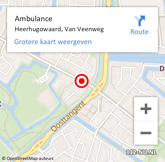 Locatie op kaart van de 112 melding: Ambulance Heerhugowaard, Van Veenweg op 23 augustus 2019 16:44