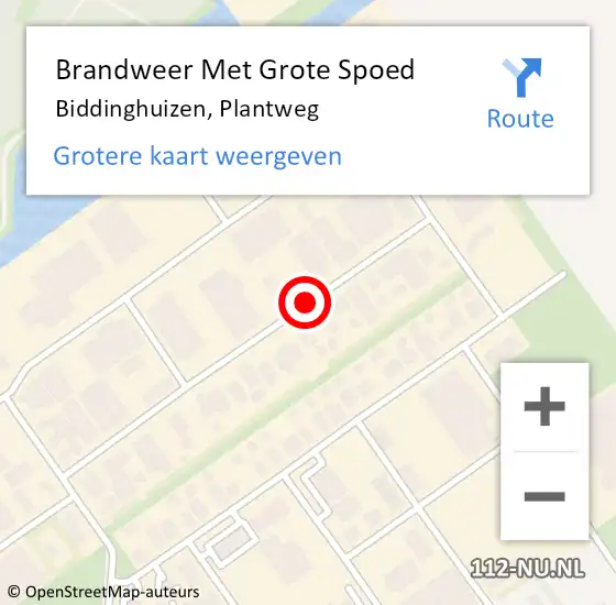 Locatie op kaart van de 112 melding: Brandweer Met Grote Spoed Naar Biddinghuizen, Plantweg op 23 augustus 2019 16:51