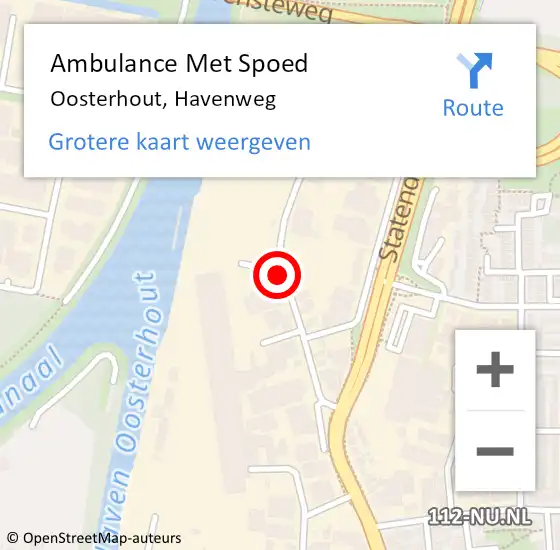 Locatie op kaart van de 112 melding: Ambulance Met Spoed Naar Oosterhout, Havenweg op 23 augustus 2019 16:56