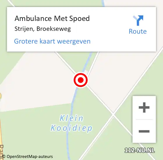 Locatie op kaart van de 112 melding: Ambulance Met Spoed Naar Strijen, Broekseweg op 23 augustus 2019 17:19