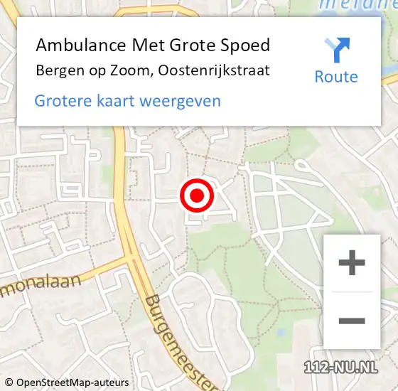 Locatie op kaart van de 112 melding: Ambulance Met Grote Spoed Naar Bergen op Zoom, Oostenrijkstraat op 23 augustus 2019 18:03