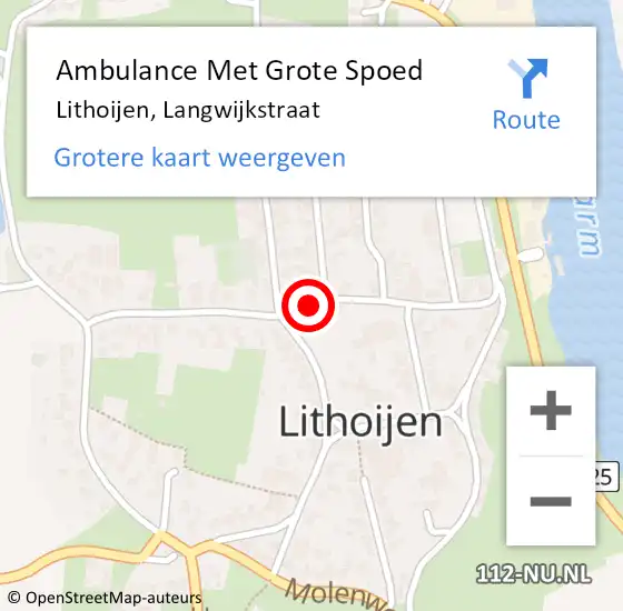 Locatie op kaart van de 112 melding: Ambulance Met Grote Spoed Naar Lithoijen, Langwijkstraat op 23 augustus 2019 18:12