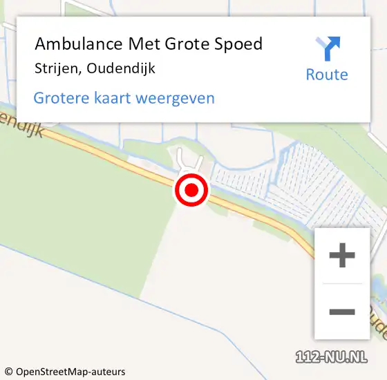 Locatie op kaart van de 112 melding: Ambulance Met Grote Spoed Naar Strijen, Oudendijk op 23 augustus 2019 18:26