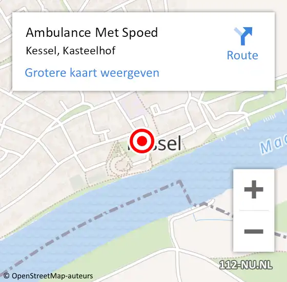 Locatie op kaart van de 112 melding: Ambulance Met Spoed Naar Kessel, Kasteelhof op 23 augustus 2019 18:33