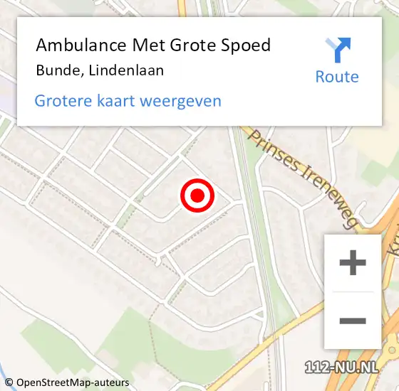 Locatie op kaart van de 112 melding: Ambulance Met Grote Spoed Naar Bunde, Lindenlaan op 11 april 2014 13:40