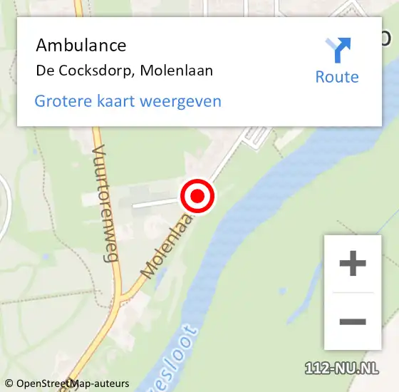Locatie op kaart van de 112 melding: Ambulance De Cocksdorp, Molenlaan op 23 augustus 2019 19:28