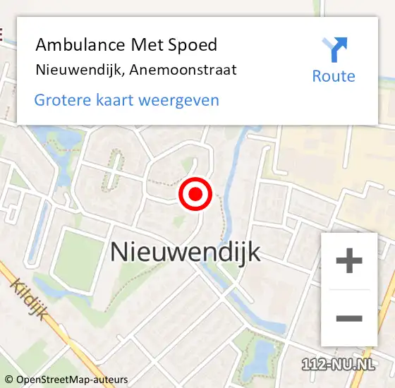 Locatie op kaart van de 112 melding: Ambulance Met Spoed Naar Nieuwendijk, Anemoonstraat op 23 augustus 2019 19:41