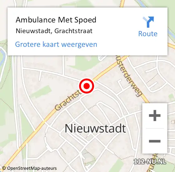 Locatie op kaart van de 112 melding: Ambulance Met Spoed Naar Nieuwstadt, Grachtstraat op 23 augustus 2019 19:59