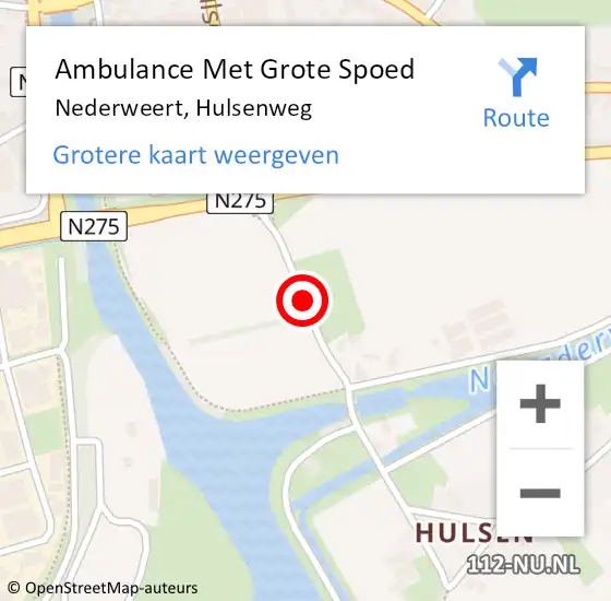 Locatie op kaart van de 112 melding: Ambulance Met Grote Spoed Naar Nederweert, Hulsenweg op 23 augustus 2019 20:05